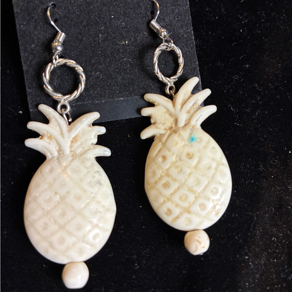 Carved Pineapple Dangle Earrings - image 2